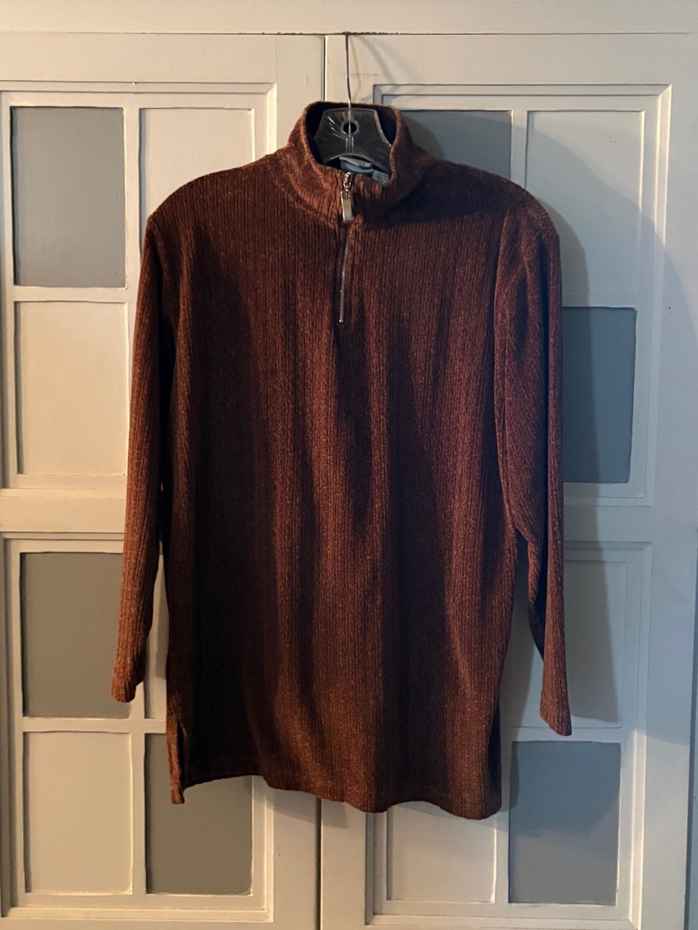 jason maxwell Brown 3/4 Zip Mock Neck Sweater